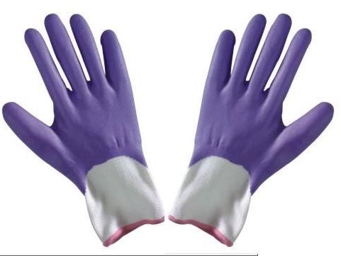 M paste de Duurzame Schuim Gebeëindigde Purpere Nitril Met een laag bedekte Werkende Beschermende Handschoenen van de Hand aan